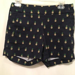 J.Crew Navy Pineapple Print Stretch Chino Shorts